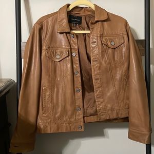 Leather trucker jacket